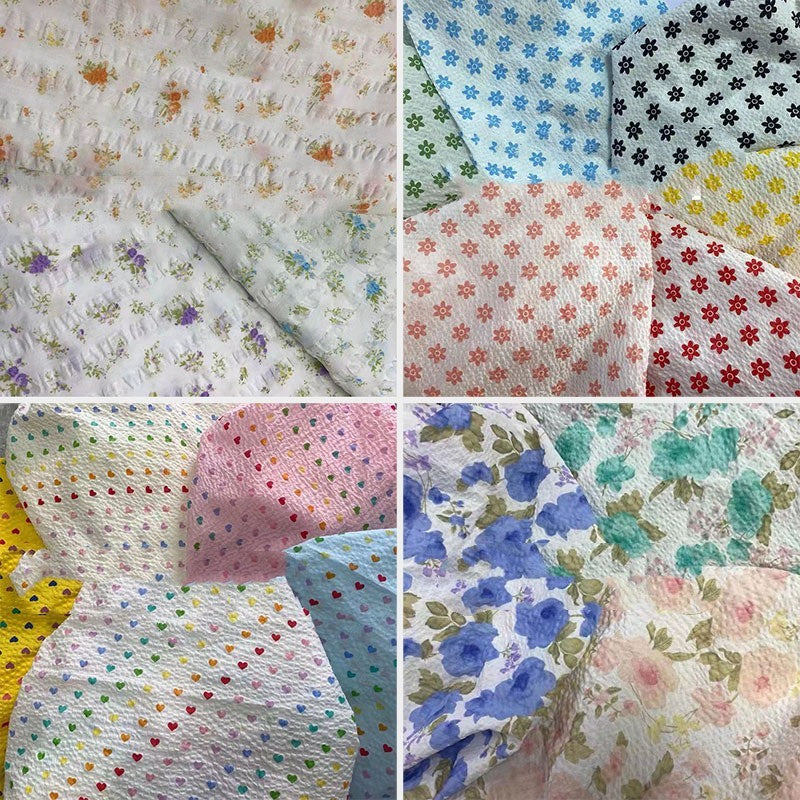 HKM-519315 Botanical Print Bubble Fabric for Children's Clothing, 100% Cotton, 128CM Wide