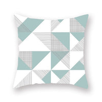 HKM-519315 Bright Green Geometric Peach Skin Cushion Cover - 45x45cm
