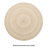 HKM-519699 Handmade Natural Wool Striped Carpet for Living Room and Bedroom, Available in Various Sizes and Shapes