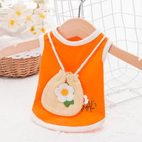 HKM-519827 Breathable Orange Plumeria Summer Cat Vest - Lightweight Woven Design in Sizes XS to XXL