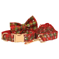 HKM-519827 Red Snowflake Christmas Pet Collar and Leash Set with Bowknot and Vest