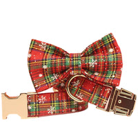 HKM-519827 Red Snowflake Christmas Pet Collar and Leash Set with Bowknot and Vest