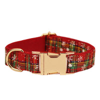 HKM-519827 Red Snowflake Christmas Pet Collar and Leash Set with Bowknot and Vest