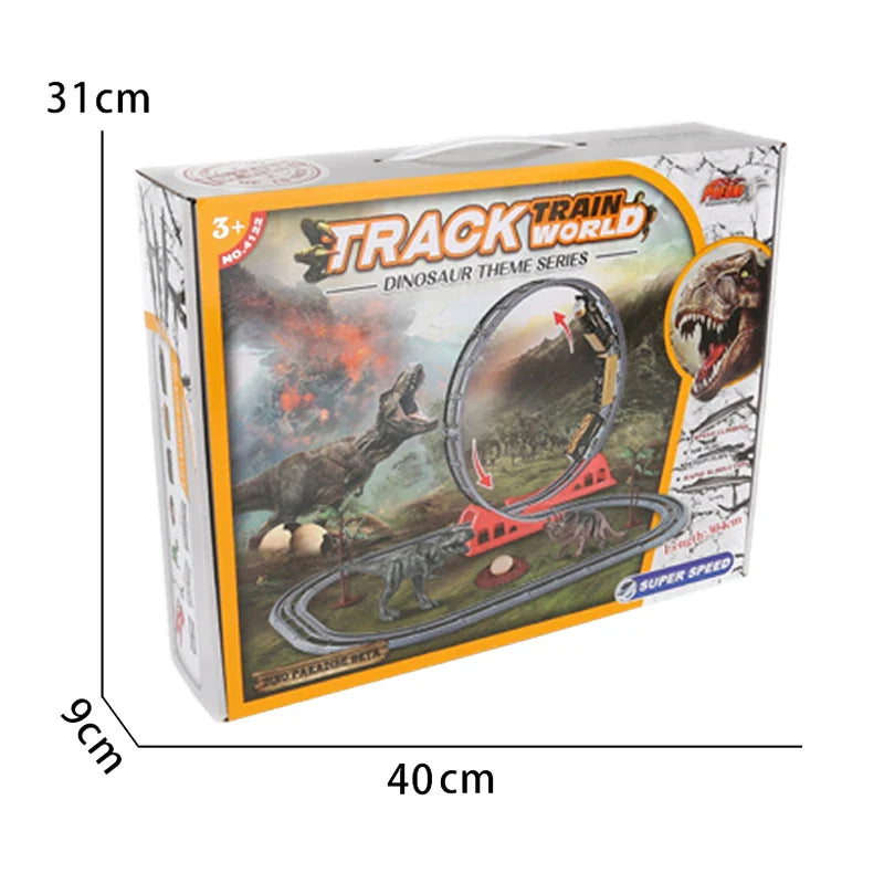HKM-519891 Electric Dinosaur Track Train Set 78cm for Kids - Create Your Own Dinosaur Park Adventure