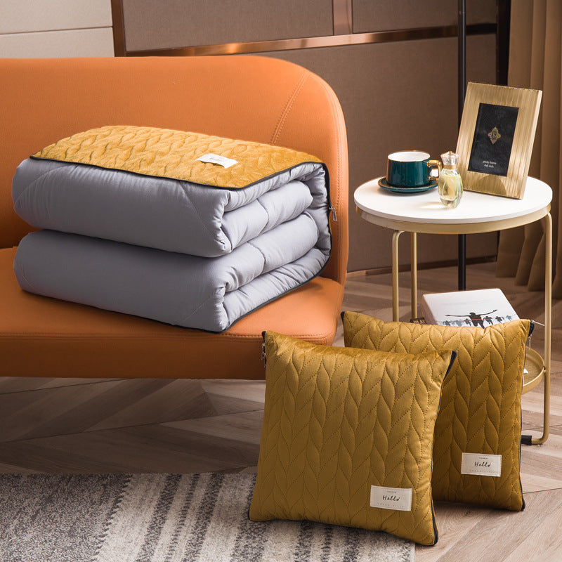 HKM-519955 Two-in-One Thick Plush Car Cushion and Air Conditioner Quilt – Available in Multiple Colors