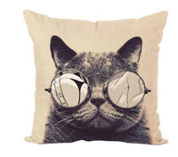 HKM-520019 Adorable Linen/Cotton Cat Pillow Covers - 45cm x 45cm, insert not included