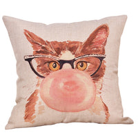 HKM-520019 Adorable Linen/Cotton Cat Pillow Covers - 45cm x 45cm, insert not included