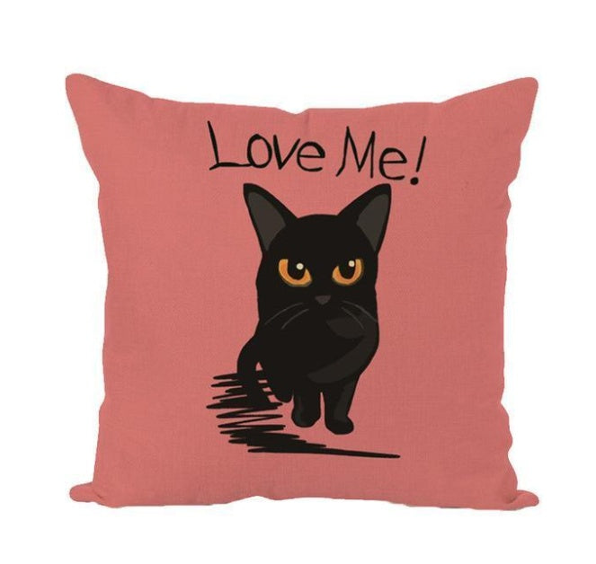 HKM-520019 Adorable Linen/Cotton Cat Pillow Covers - 45cm x 45cm, insert not included