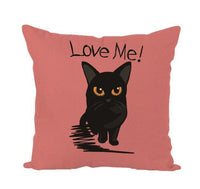 HKM-520019 Adorable Linen/Cotton Cat Pillow Covers - 45cm x 45cm, insert not included