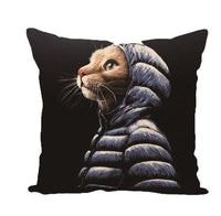 HKM-520019 Adorable Linen/Cotton Cat Pillow Covers - 45cm x 45cm, insert not included