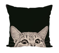 HKM-520019 Adorable Linen/Cotton Cat Pillow Covers - 45cm x 45cm, insert not included