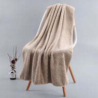 HKM-520211 Bamboo Charcoal Solid Color Bath Towels for Adults - Available in Purple, Light Gray, Dark Khaki, Beige, and Wine Red