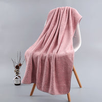 HKM-520211 Bamboo Charcoal Solid Color Bath Towels for Adults - Available in Purple, Light Gray, Dark Khaki, Beige, and Wine Red
