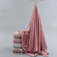 HKM-520211 Bamboo Charcoal Solid Color Bath Towels for Adults - Available in Purple, Light Gray, Dark Khaki, Beige, and Wine Red