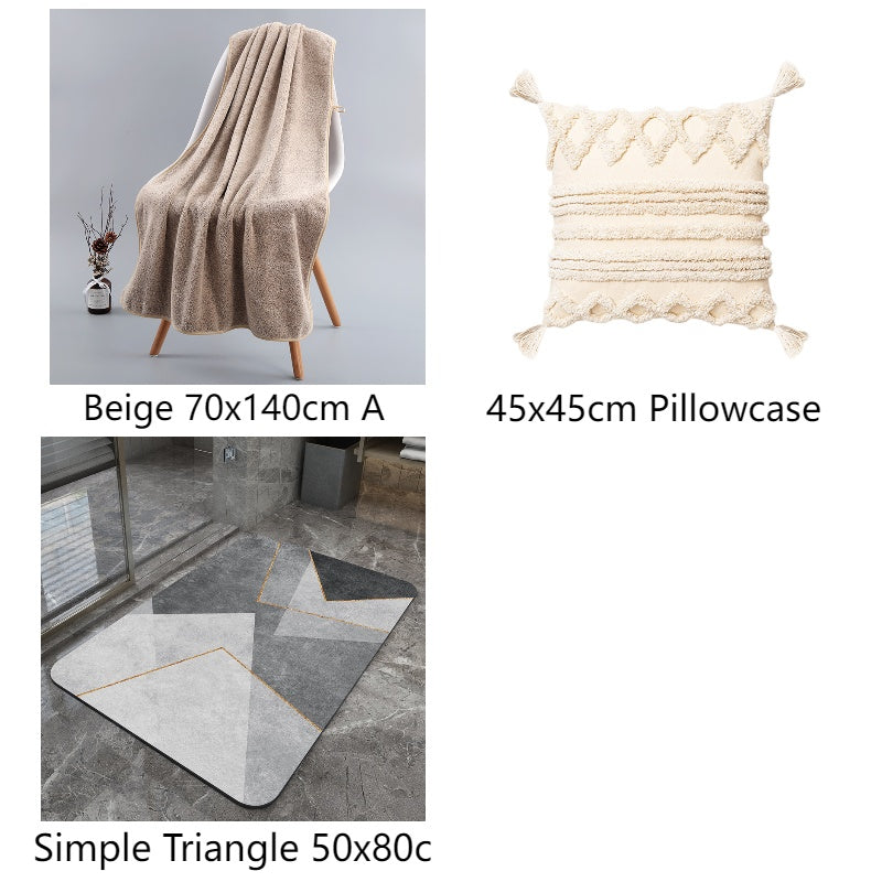 HKM-520211 Bamboo Charcoal Solid Color Bath Towels for Adults - Available in Purple, Light Gray, Dark Khaki, Beige, and Wine Red