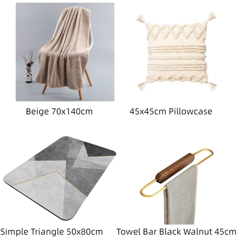HKM-520211 Bamboo Charcoal Solid Color Bath Towels for Adults - Available in Purple, Light Gray, Dark Khaki, Beige, and Wine Red