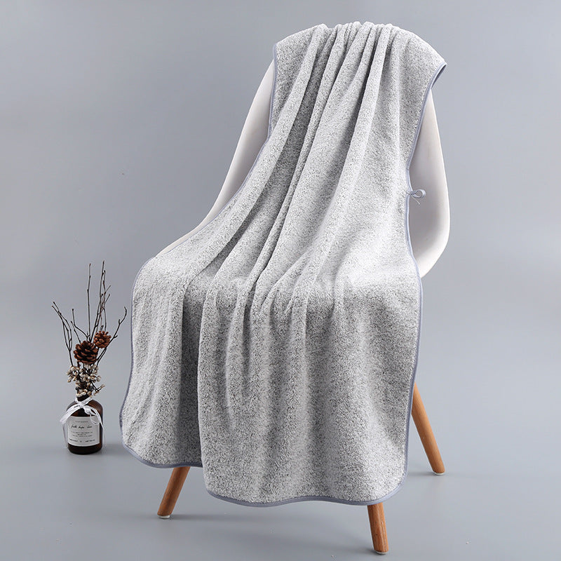 HKM-520211 Bamboo Charcoal Solid Color Bath Towels for Adults - Available in Purple, Light Gray, Dark Khaki, Beige, and Wine Red