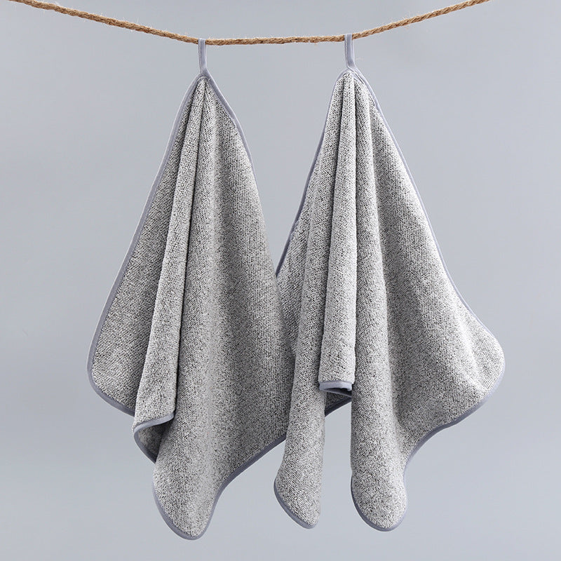 HKM-520211 Bamboo Charcoal Solid Color Bath Towels for Adults - Available in Purple, Light Gray, Dark Khaki, Beige, and Wine Red