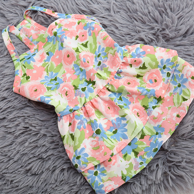 HKM-520211 Floral and Star Printed Breathable Dog Skirt for Summer Comfort