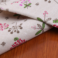 HKM-520467 Kapok Printed Cotton and Hemp Blend Fabric for Home Decor and Crafts - 10m Red and White