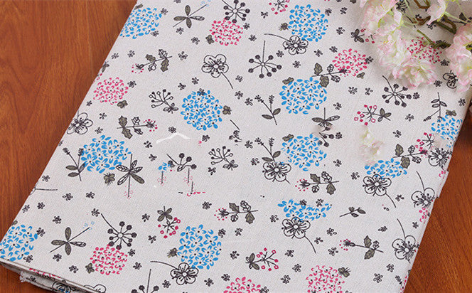 HKM-520467 Kapok Printed Cotton and Hemp Blend Fabric for Home Decor and Crafts - 10m Red and White