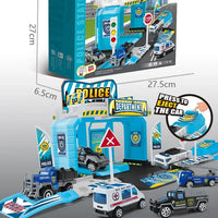 HKM-520595 Ejection Garage Parking Lot Set with Die Cast Cars for Kids Ages 2-7