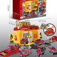 HKM-520595 Ejection Garage Parking Lot Set with Die Cast Cars for Kids Ages 2-7