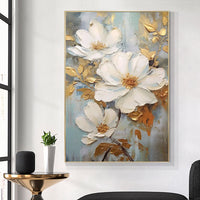 HKM-520723 Large Handmade Lotus Flower Oil Painting on Canvas - 3D Abstract Art for Home Decoration
