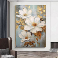 HKM-520723 Large Handmade Lotus Flower Oil Painting on Canvas - 3D Abstract Art for Home Decoration