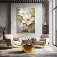 HKM-520723 Large Handmade Lotus Flower Oil Painting on Canvas - 3D Abstract Art for Home Decoration