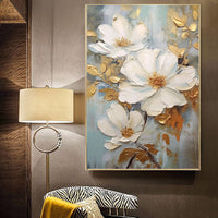 HKM-520723 Large Handmade Lotus Flower Oil Painting on Canvas - 3D Abstract Art for Home Decoration