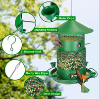 HKM-520723 Outdoor Hanging Wild Bird Feeder with Squirrel-Proof Metal Construction and 360-Degree Feeding Design