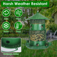 HKM-520723 Outdoor Hanging Wild Bird Feeder with Squirrel-Proof Metal Construction and 360-Degree Feeding Design