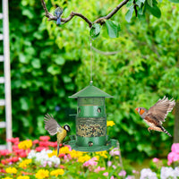 HKM-520723 Outdoor Hanging Wild Bird Feeder with Squirrel-Proof Metal Construction and 360-Degree Feeding Design