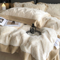 HKM-520787 Luxurious Milk Velvet Duvet Cover Set with Rabbit Hair - 4 Piece Bedding Collection in Multiple Elegant Colors