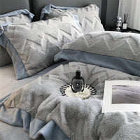 HKM-520787 Luxurious Milk Velvet Duvet Cover Set with Rabbit Hair - 4 Piece Bedding Collection in Multiple Elegant Colors