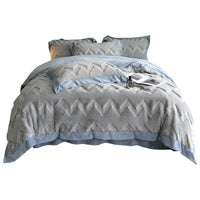 HKM-520787 Luxurious Milk Velvet Duvet Cover Set with Rabbit Hair - 4 Piece Bedding Collection in Multiple Elegant Colors