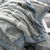 HKM-520787 Luxurious Milk Velvet Duvet Cover Set with Rabbit Hair - 4 Piece Bedding Collection in Multiple Elegant Colors