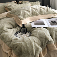 HKM-520787 Luxurious Milk Velvet Duvet Cover Set with Rabbit Hair - 4 Piece Bedding Collection in Multiple Elegant Colors