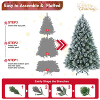 HKM-520915 4FT Snow Flocked Artificial Christmas Tree with 404 Realistic PE Tips for Home and Office Decor
