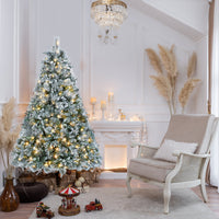 HKM-520915 4FT Snow Flocked Artificial Christmas Tree with 404 Realistic PE Tips for Home and Office Decor
