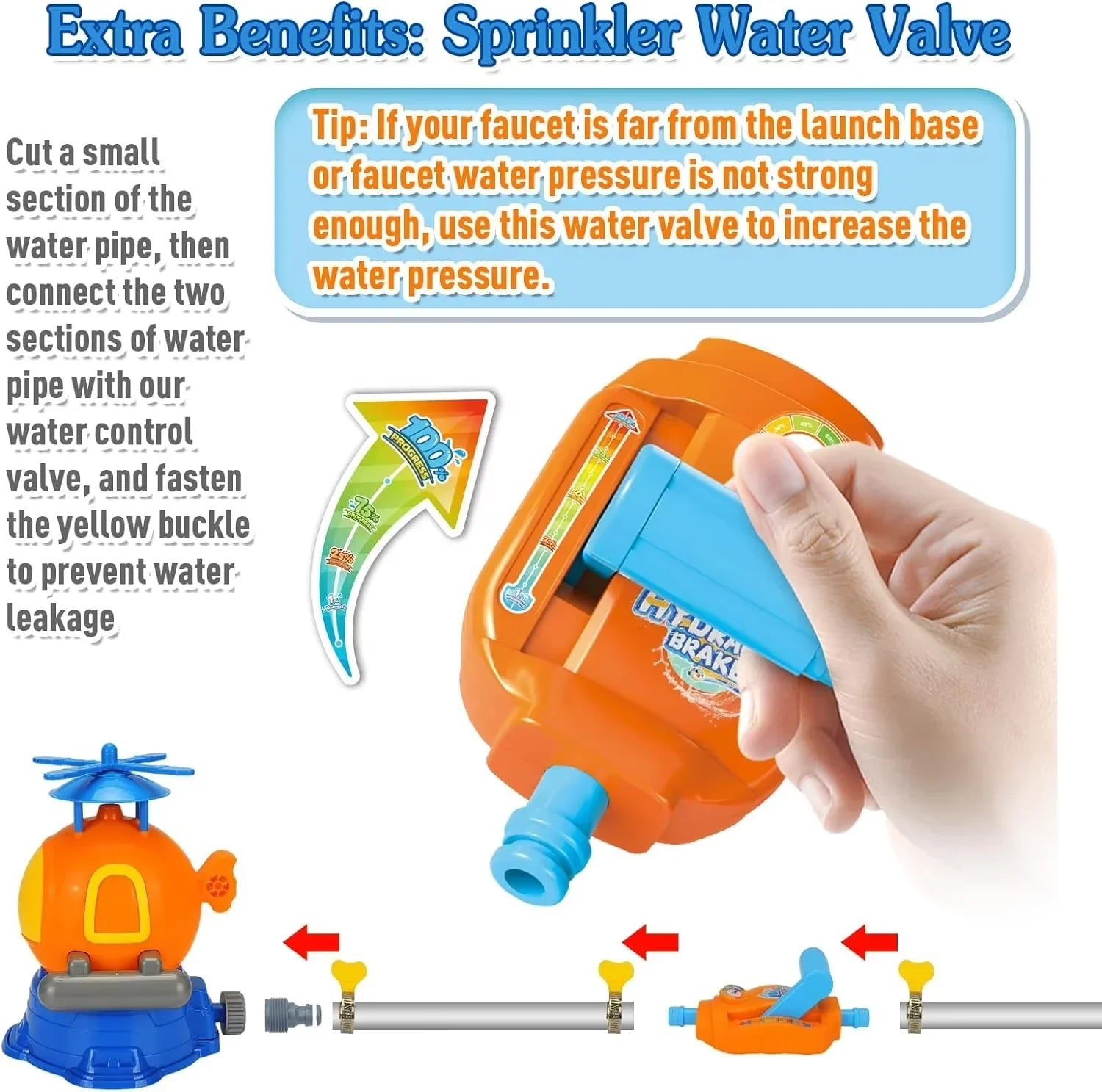 HKM-521043 Kids Outdoor Water Sprinkler Rocket Launcher Toy for Summer Fun