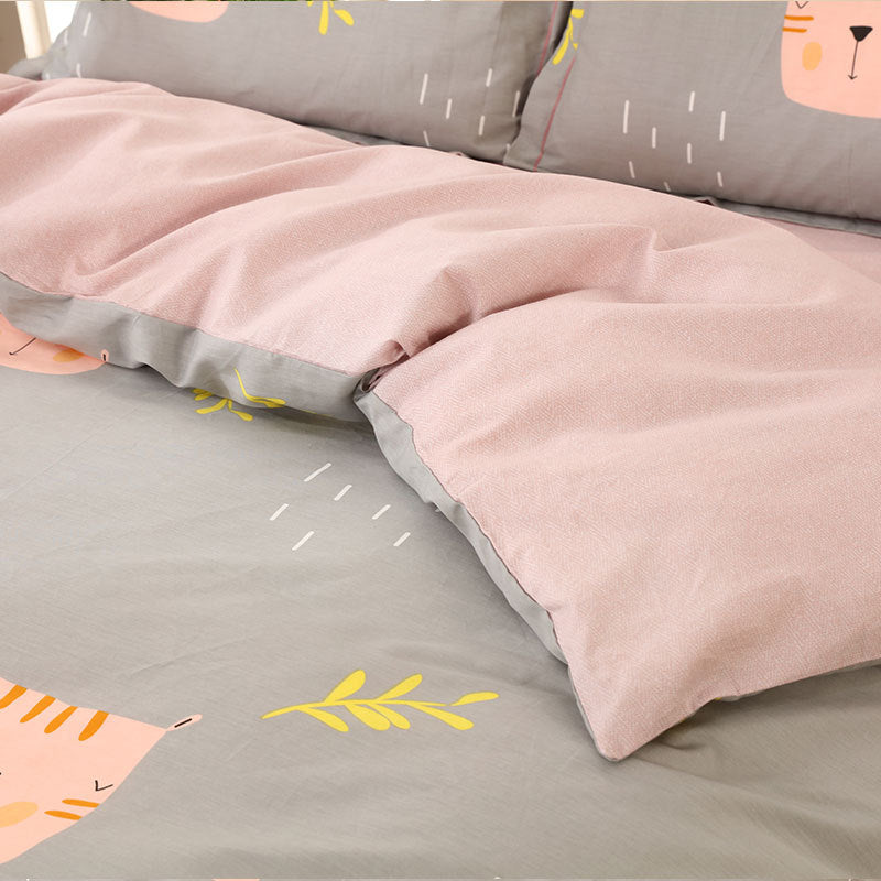 HKM-521107 Cotton Four-Piece Bedding Set with Luxurious Silk-Like Finish
