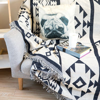 HKM-521171 Geometric Cotton Throw Blanket for Cozy Comfort