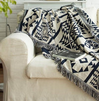 HKM-521171 Geometric Cotton Throw Blanket for Cozy Comfort