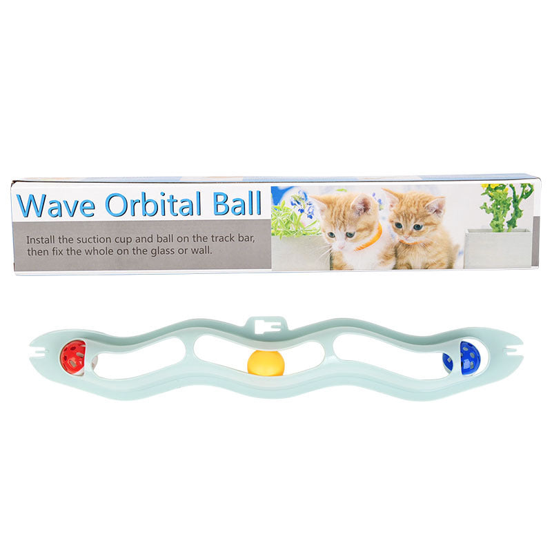 HKM-521235 Wavy Pet Sucker Track Ball Cat Toy Adhesive Glass Wall Cat Supplies