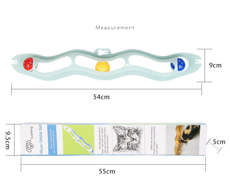 HKM-521235 Wavy Pet Sucker Track Ball Cat Toy Adhesive Glass Wall Cat Supplies