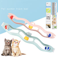 HKM-521235 Wavy Pet Sucker Track Ball Cat Toy Adhesive Glass Wall Cat Supplies