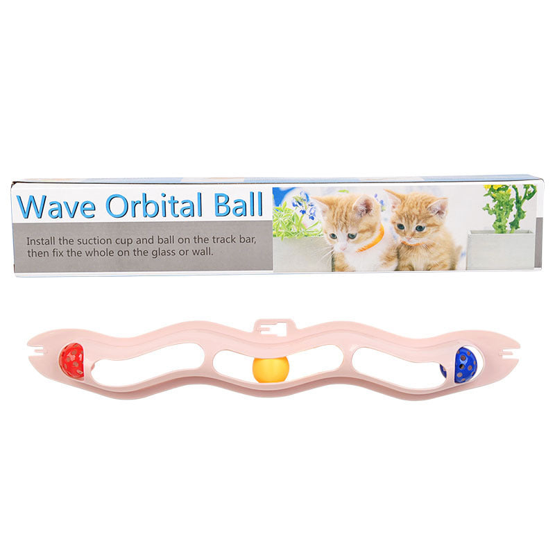 HKM-521235 Wavy Pet Sucker Track Ball Cat Toy Adhesive Glass Wall Cat Supplies