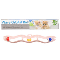 HKM-521235 Wavy Pet Sucker Track Ball Cat Toy Adhesive Glass Wall Cat Supplies